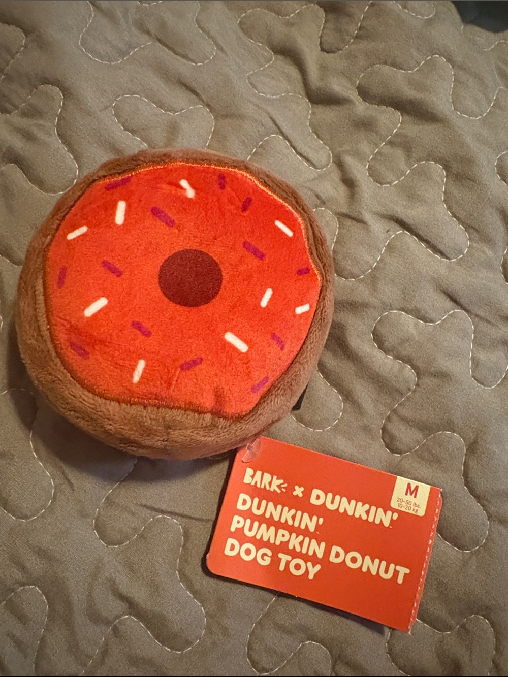 Pumpkin Donut Plush Dog Toy - Orange/Brown